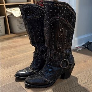 Dan Post Studded Black Western Boots
